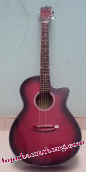 đàn guitar hồng viền đen 