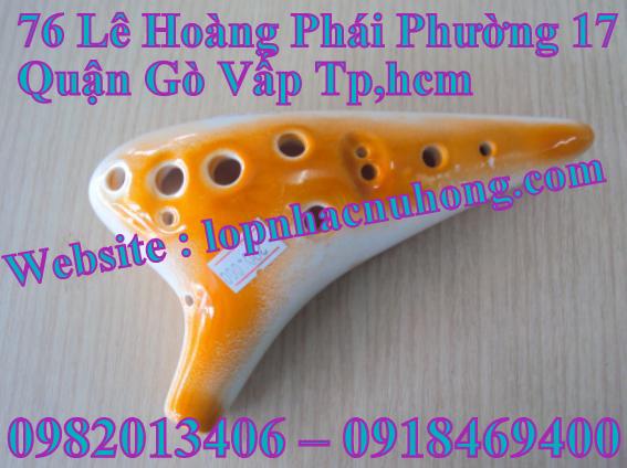 Ocarina 12 lỗ trắng cam